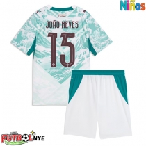 Camiseta Portugal Joao Neves #15 Visitante Equipación para niños Mundial 2026 manga corta (+ pantalones cortos)